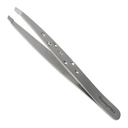 BeautyPRO Dazzle Me White Crystal Slant Tweezer