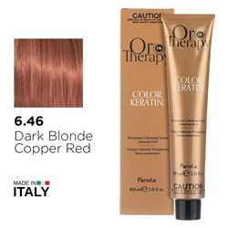 Fanola Oro Therapy Color Keratin Hair Colour 6.46 Dark Blonde Copper Red