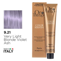 Fanola Oro Therapy Color Keratin Hair Colour 9.21 Very Light Blonde Violet Ash