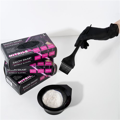 Salon Smart Nitrile Gloves Black Large 100pk