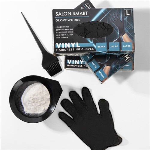 Salon Smart Vinyl Gloves Black Large 100pk