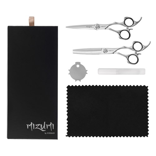 Iceman Mizumi Katani 6” Hairdressing Scissors and Thinner Set Silver
