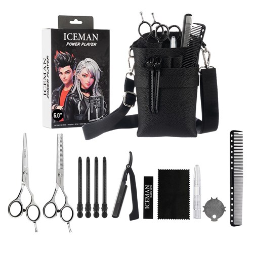 Iceman Power Player 6” Hairdressing Scissors Set Black
