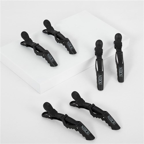 Screen Crocodile Clips Carbon 6pc