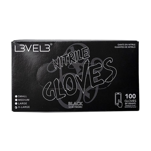 L3VEL3 Nitrile Gloves Black Extra Large 100pk