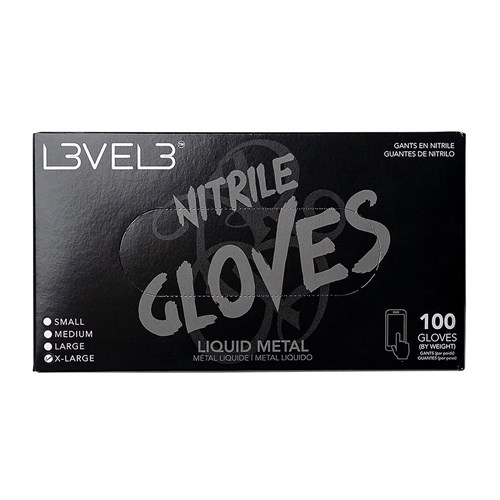 L3VEL3 Nitrile Gloves Liquid Metal Extra Large 100pk