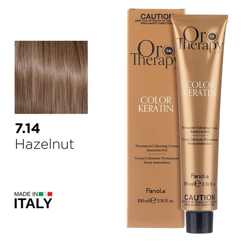 Fanola Oro Therapy Color Keratin Hair Colour 7.14 Hazelnut