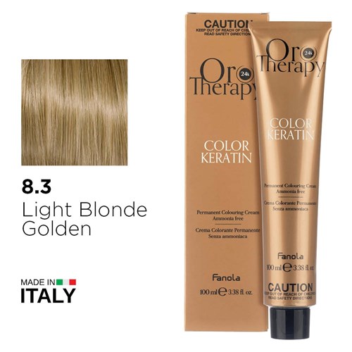 Fanola Oro Therapy Color Keratin Hair Colour 8.3 Light Blonde Golden