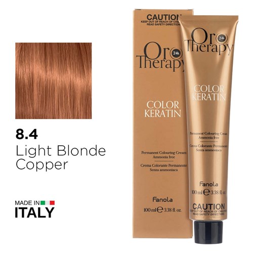 Fanola Oro Therapy Color Keratin Hair Colour 8.4 Light Blonde Copper