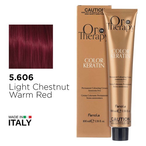 Fanola Oro Therapy Color Keratin Hair Colour 5.606 Light Chestnut Warm Red