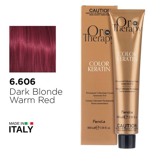 Fanola Oro Therapy Color Keratin Hair Colour 6.606 Dark Blonde Warm Red