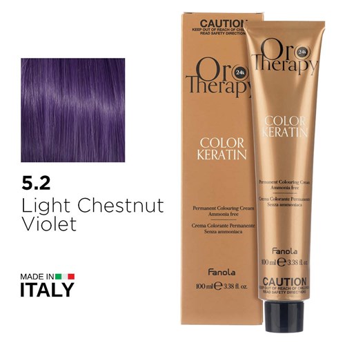 Fanola Oro Therapy Color Keratin Hair Colour 5.2 Light Chestnut Violet