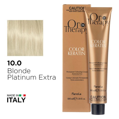 Fanola Oro Therapy Color Keratin Hair Colour 10.0 Blonde Platinum Extra