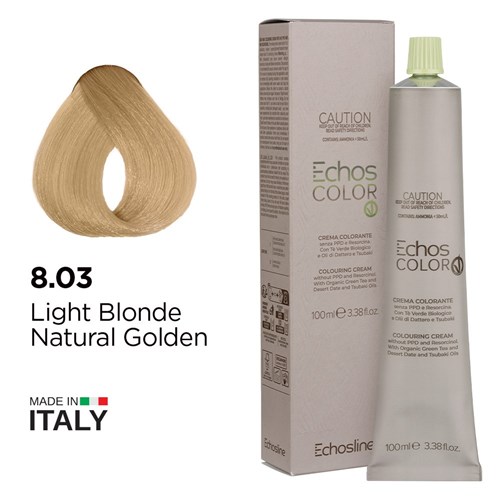 Echos Color Vegan Hair Colour 8.03 Light Blonde Natural Golden
