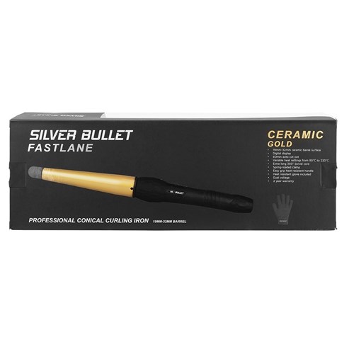 Silver Bullet Fastlane Large Ceramic Conical Curling Iron in Gold